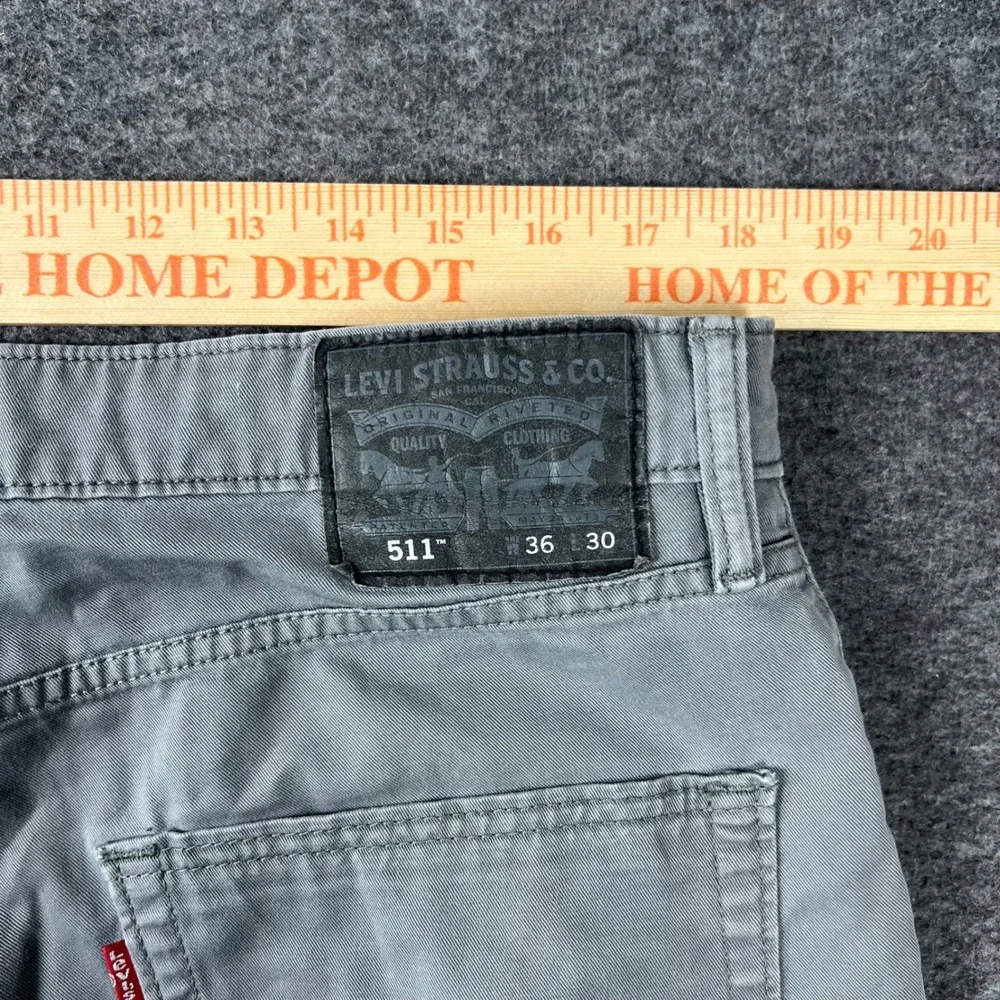 Levi's 511 Commuter Series Pants Mens 36x30 Grey 3M Selvedge Reflective Slim Fit